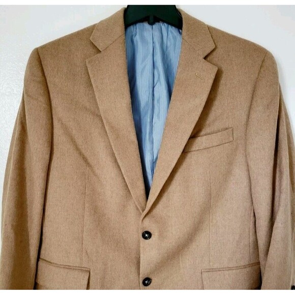 Vintage STAFFORD Mens Blazer Sportcoat Size 44 Reg Camel Hair Casual Wool Jacket - Picture 1 of 13